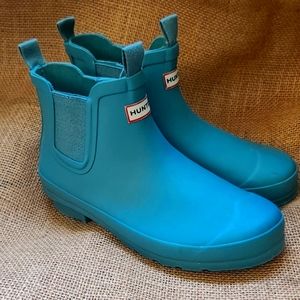Hunter Chelsea rain boots 3B,4G, women's 5 color teal